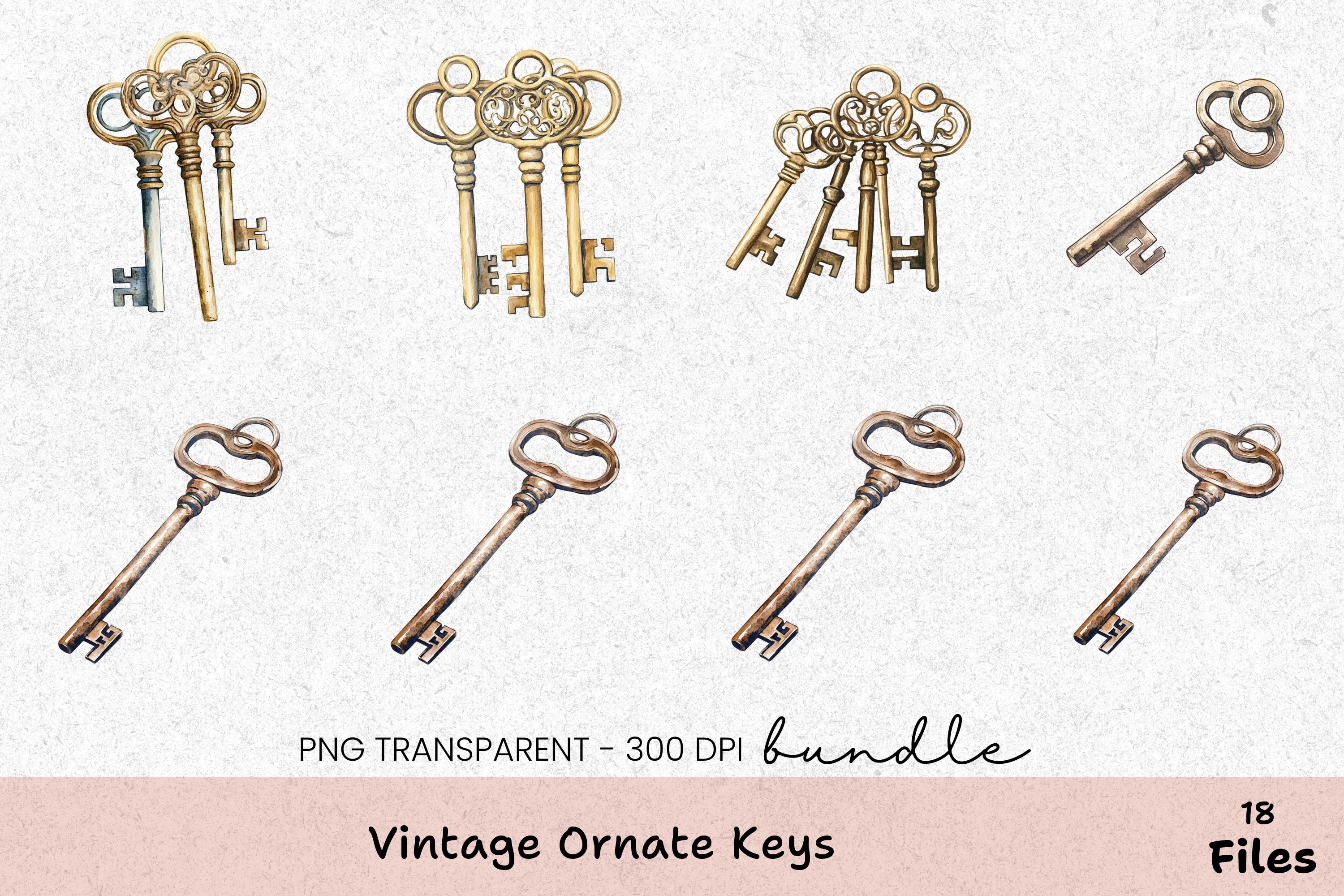 Vintage Ornate Keys Clipart Bundle - CraftNest - Digital Crafting and Art