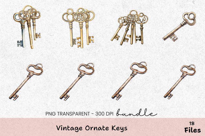 Vintage Ornate Keys Clipart Bundle - CraftNest - Digital Crafting and Art
