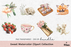 Charming Critters & Floral Teatime Clipart Bundle - CraftNest - Digital Crafting and Art