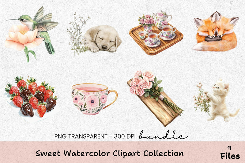 Charming Critters & Floral Teatime Clipart Bundle - CraftNest - Digital Crafting and Art