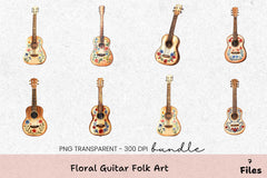 Floral Guitar Folk Art Clipart Bundle - CraftNest - Digital Crafting and Art