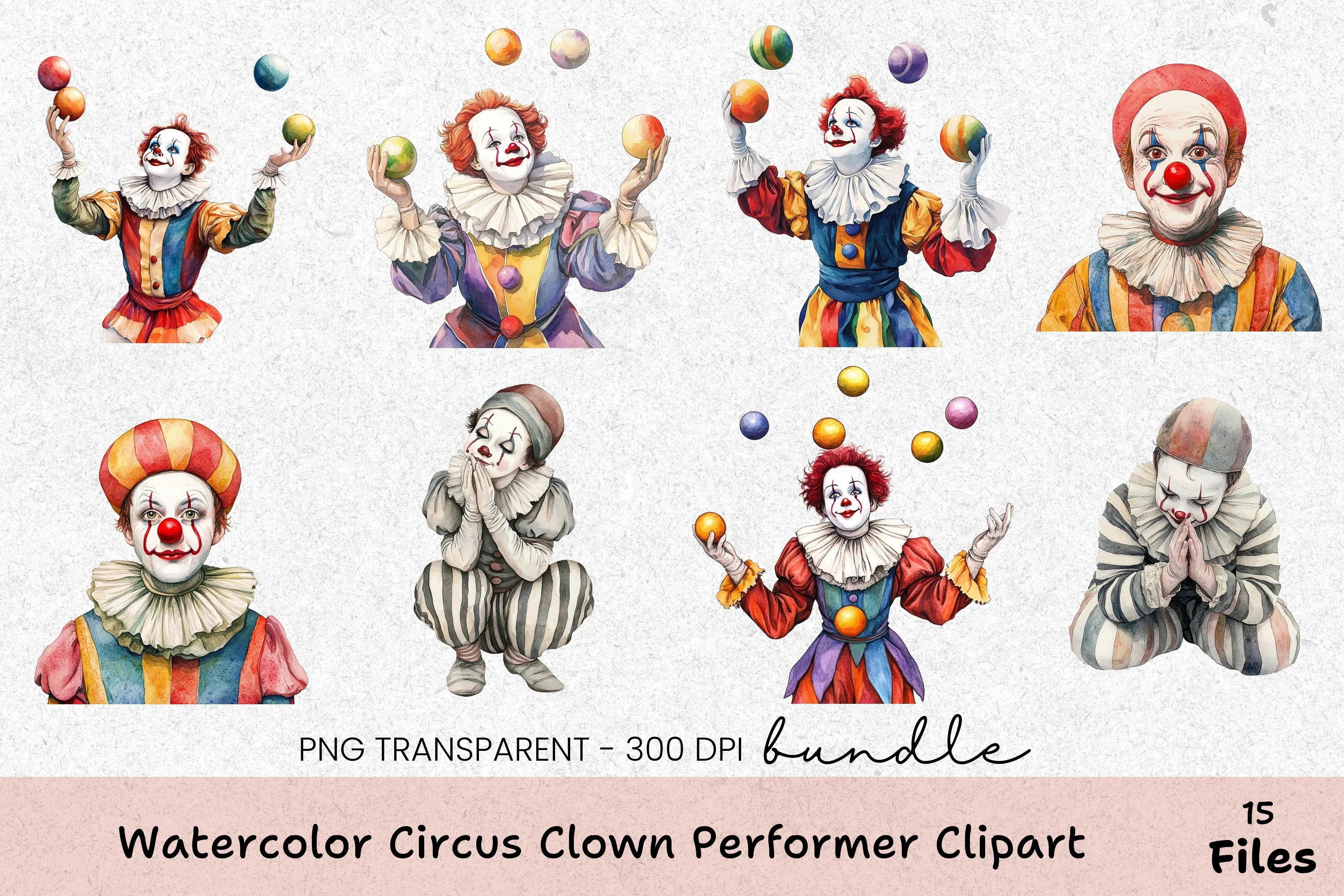 Circus Clown Performer Clipart Bundle - CraftNest - Digital Crafting and Art