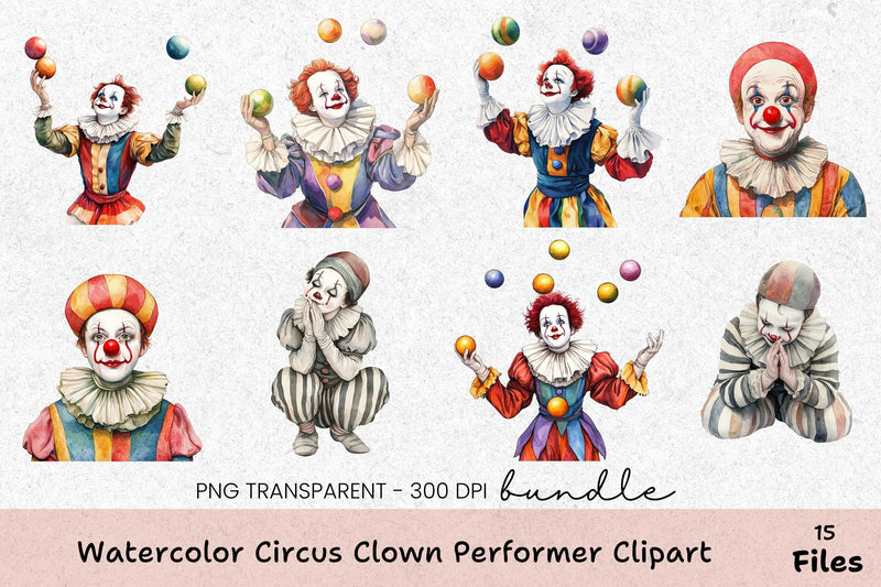 Circus Clown Performer Clipart Bundle - CraftNest - Digital Crafting and Art