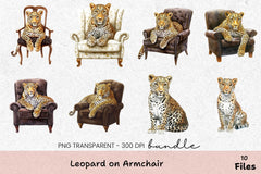 Leopard on Armchair Clipart Bundle - CraftNest - Digital Crafting and Art