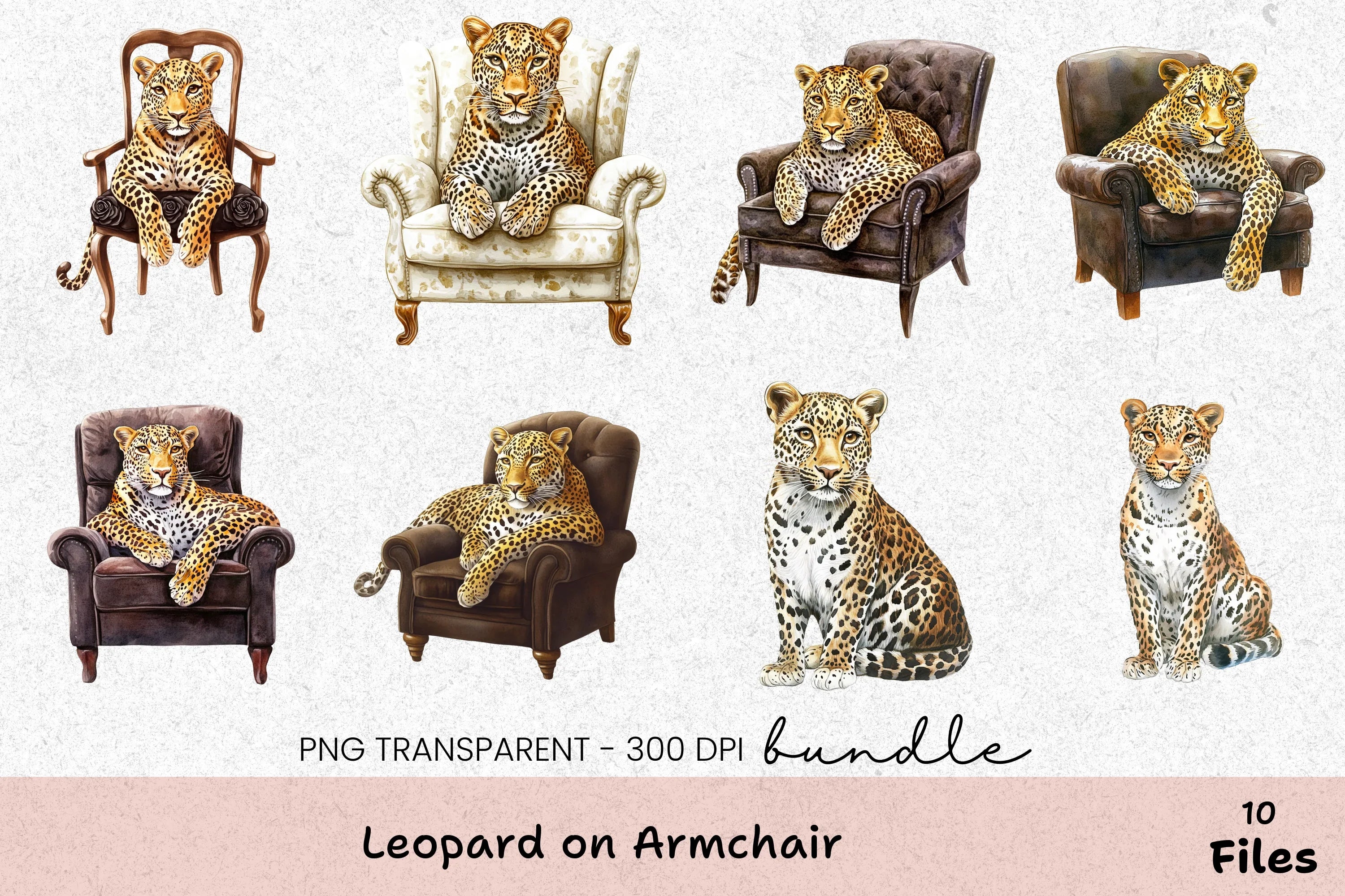 Leopard on Armchair Clipart Bundle - CraftNest - Digital Crafting and Art