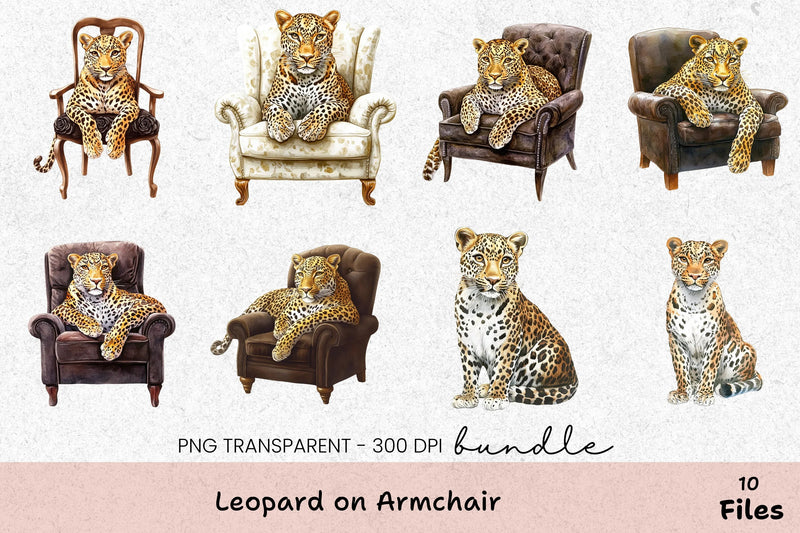 Leopard on Armchair Clipart Bundle - CraftNest - Digital Crafting and Art