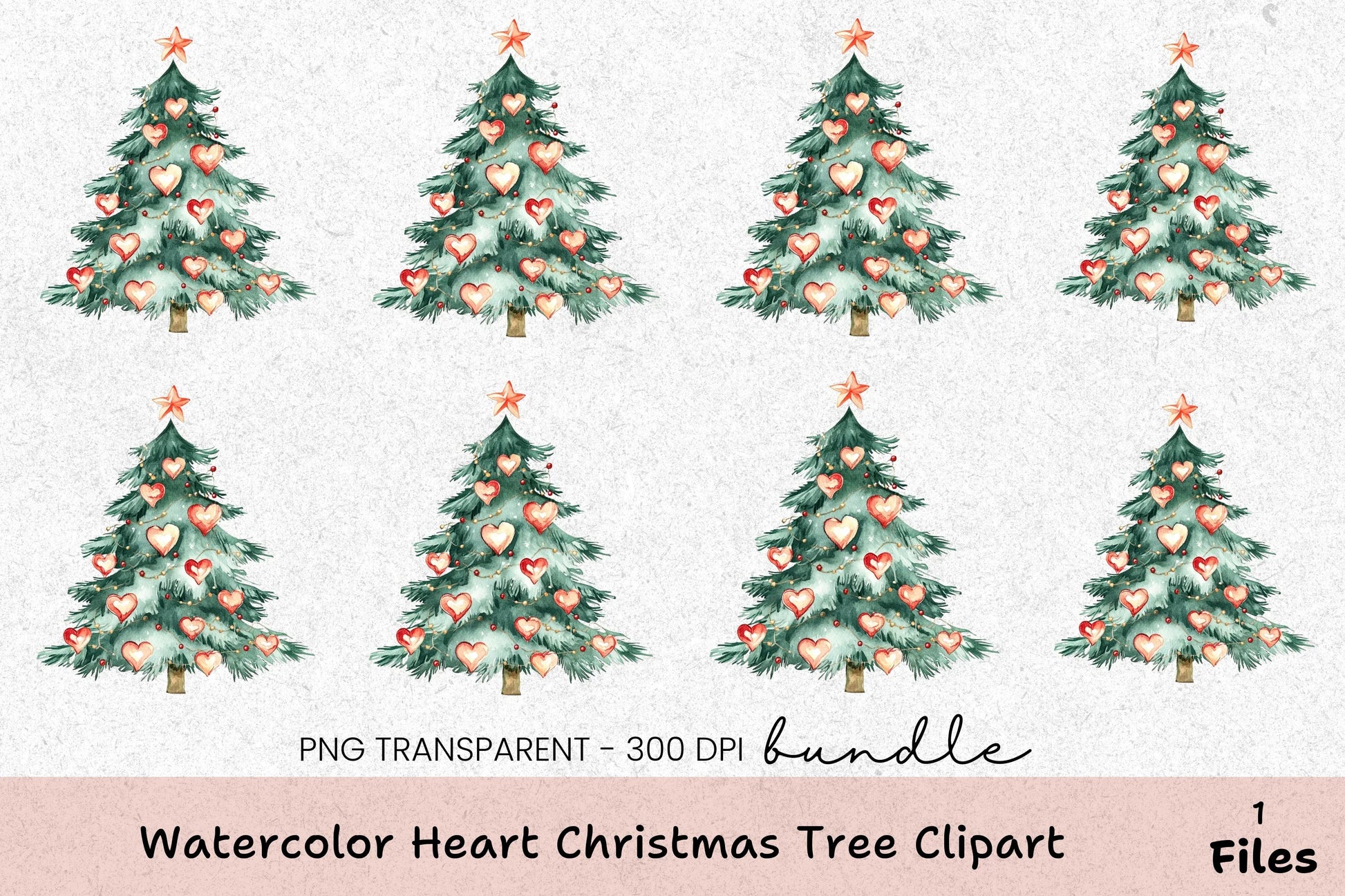 Heart Christmas Tree Clipart Bundle - CraftNest - Digital Crafting and Art