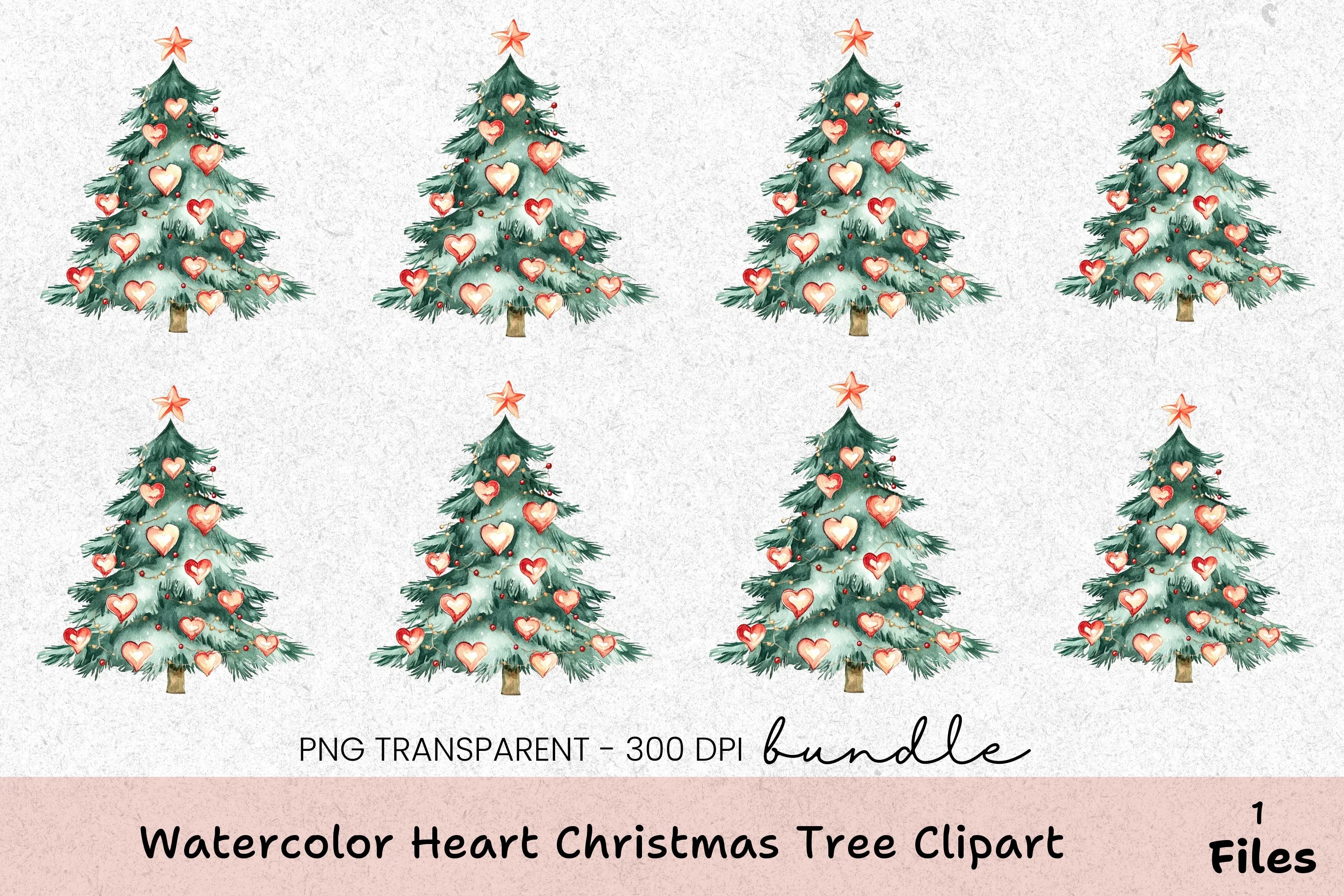 Heart Christmas Tree Clipart Bundle - CraftNest - Digital Crafting and Art