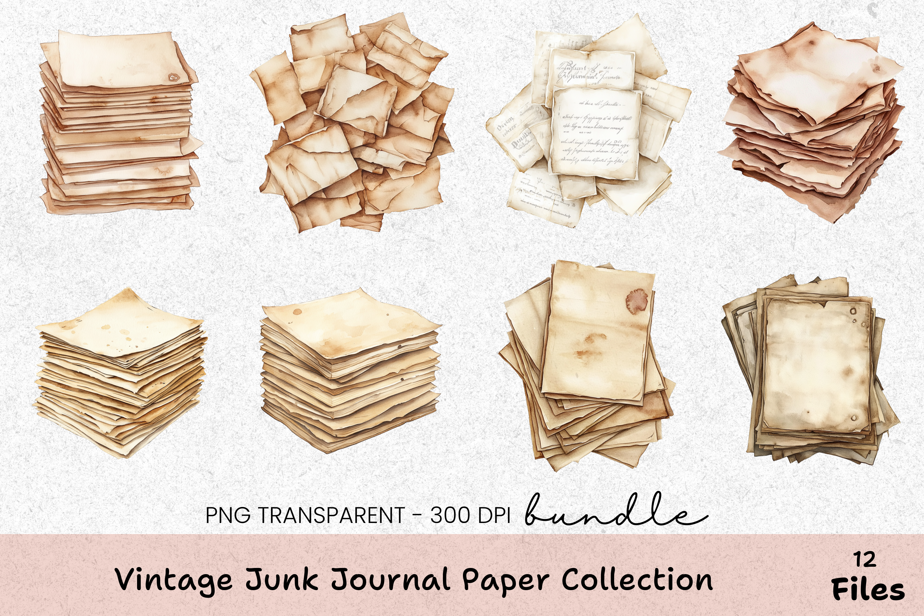 Vintage Paper Collection Clipart Bundle
