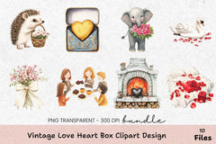 Vintage Love Heart Box Design Clipart Bundle - CraftNest - Digital Crafting and Art