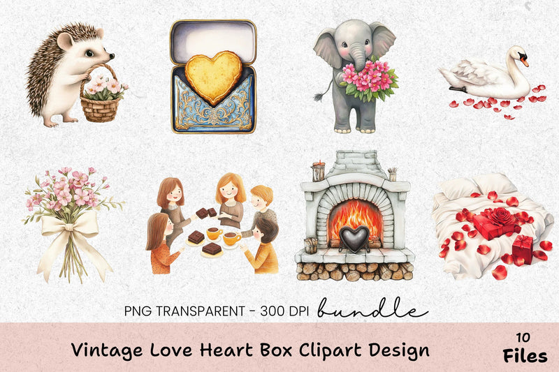 Vintage Love Heart Box Design Clipart Bundle - CraftNest - Digital Crafting and Art