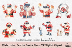 Festive Santa Claus VR Digital Clipart Bundle - CraftNest - Digital Crafting and Art