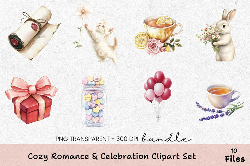 Cozy Romance & Celebration Clipart Bundle - CraftNest - Digital Crafting and Art