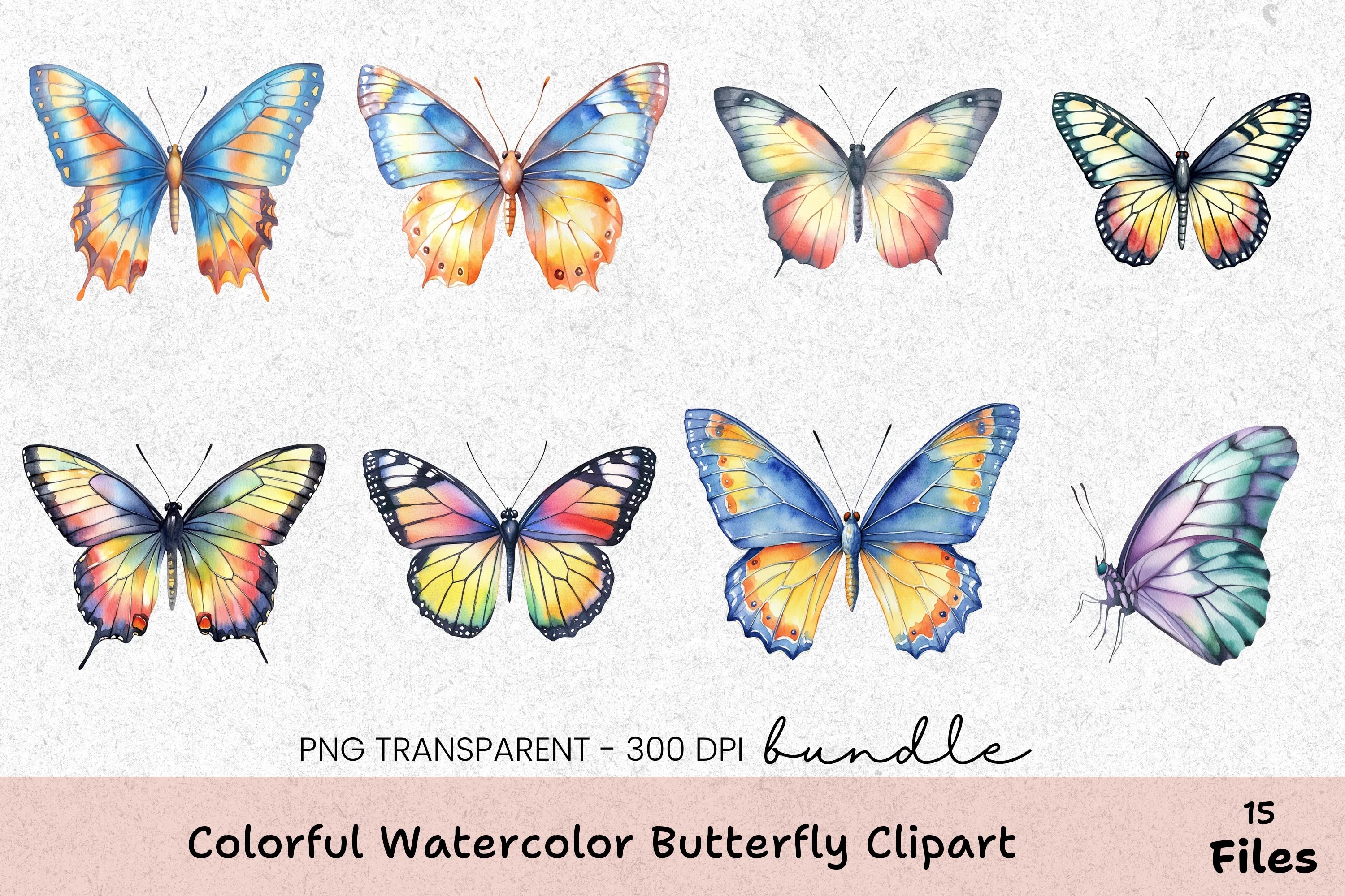 Colorful Butterfly Clipart Bundle - CraftNest - Digital Crafting and Art