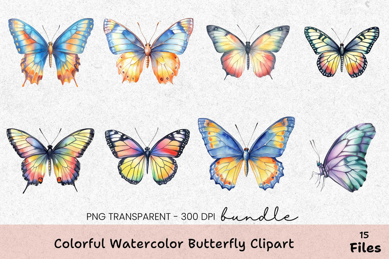 Colorful Butterfly Clipart Bundle - CraftNest - Digital Crafting and Art