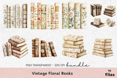 Vintage Floral Books Clipart Bundle - CraftNest - Digital Crafting and Art