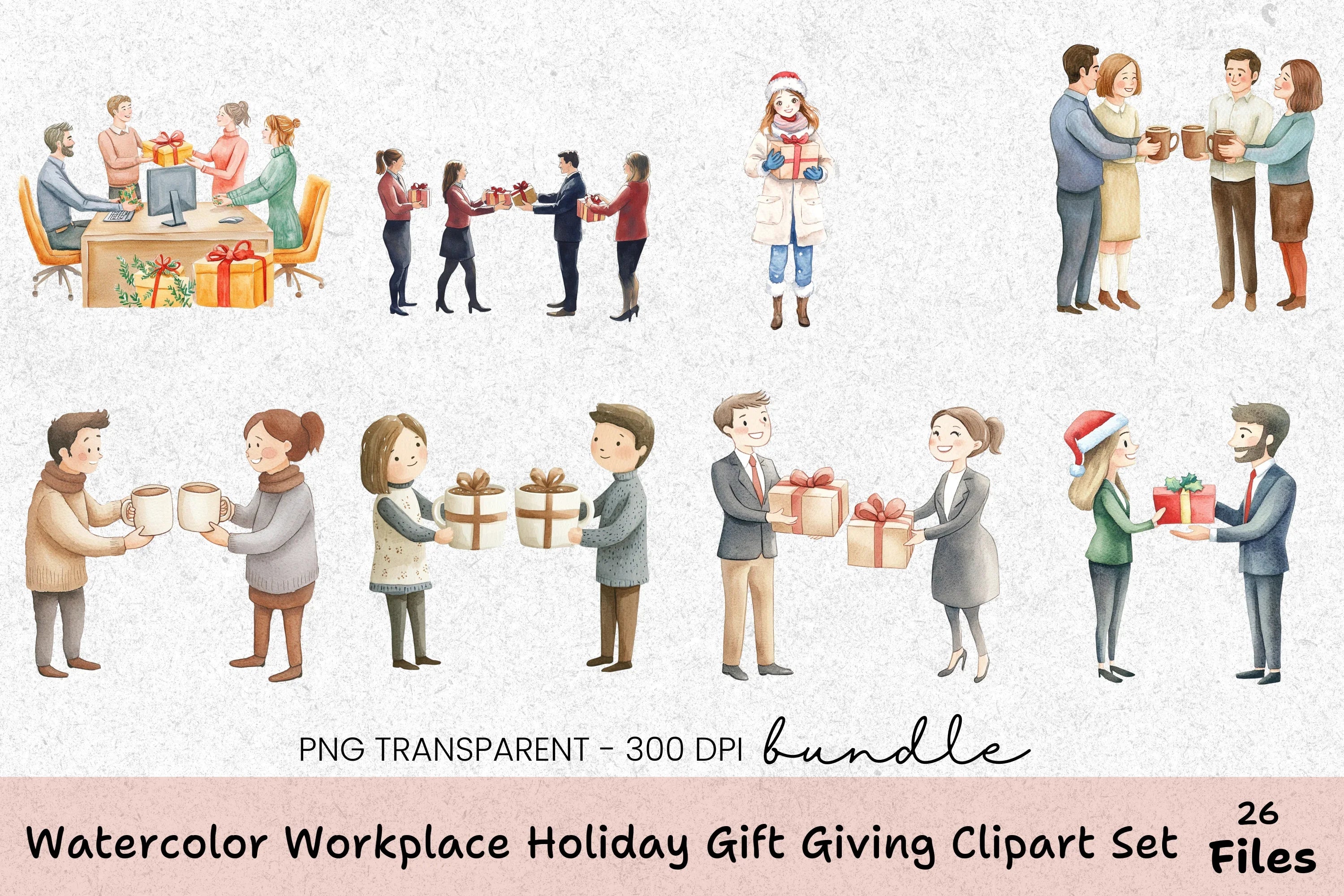 Workplace Holiday Gift Giving Clipart Bundle - CraftNest - Digital Crafting and Art