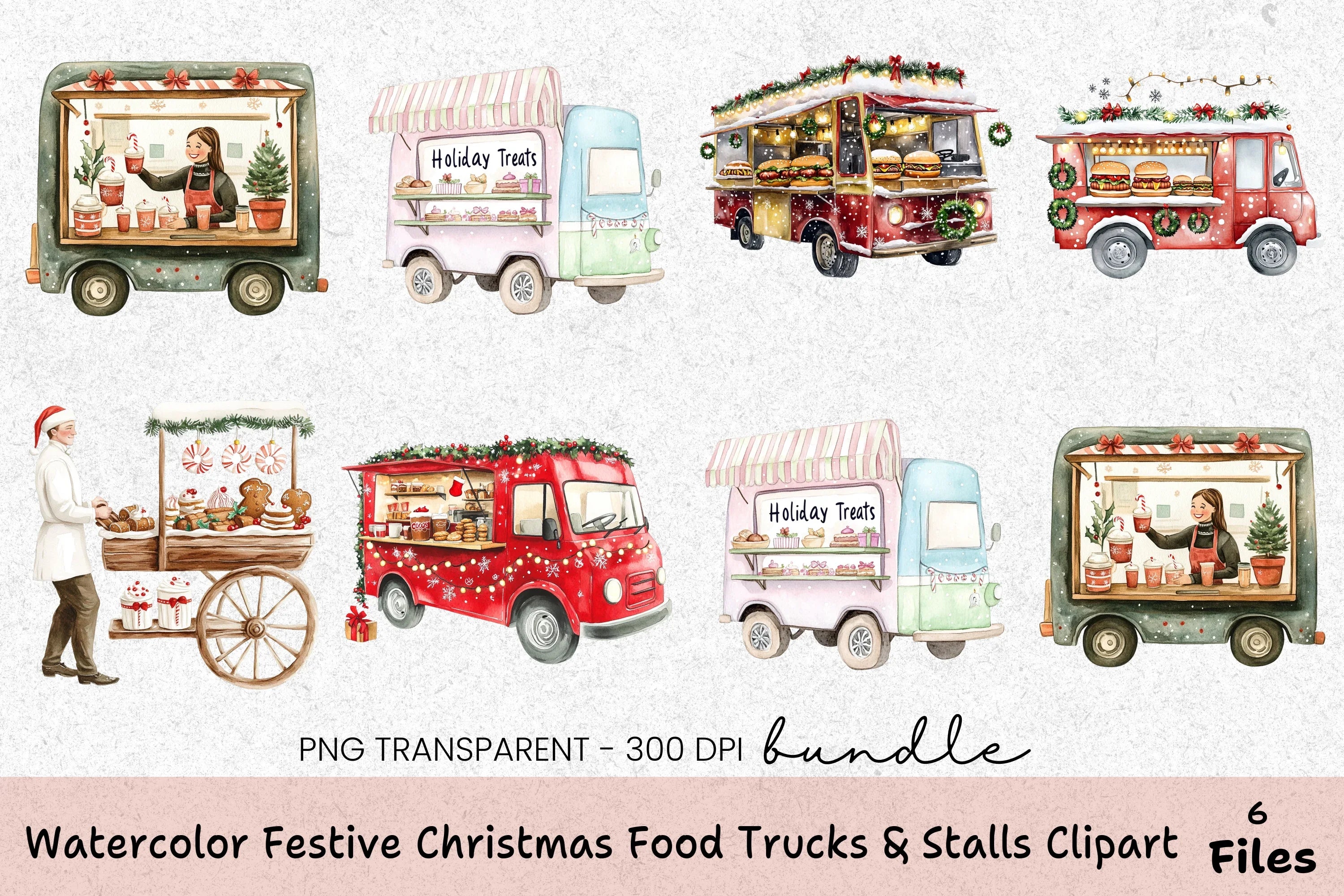 Festive Christmas Food Trucks & Stalls Clipart Bundle - CraftNest - Digital Crafting and Art