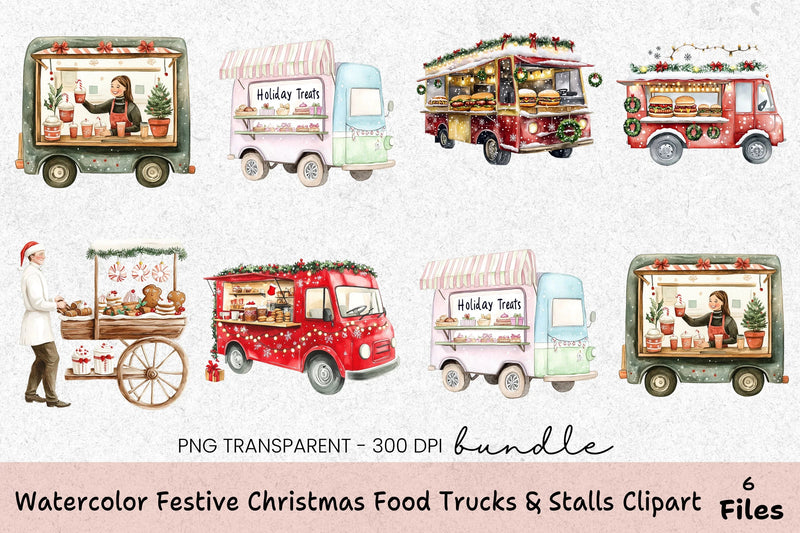 Festive Christmas Food Trucks & Stalls Clipart Bundle - CraftNest - Digital Crafting and Art