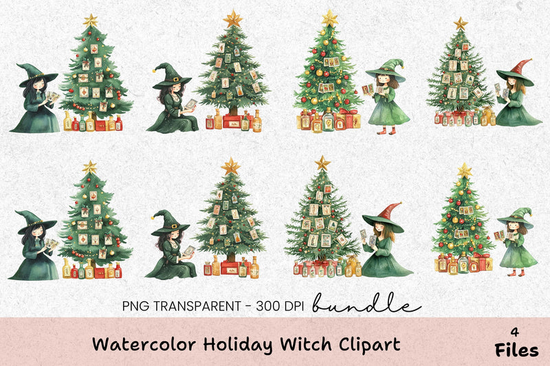 Holiday Witch Clipart Bundle - CraftNest - Digital Crafting and Art