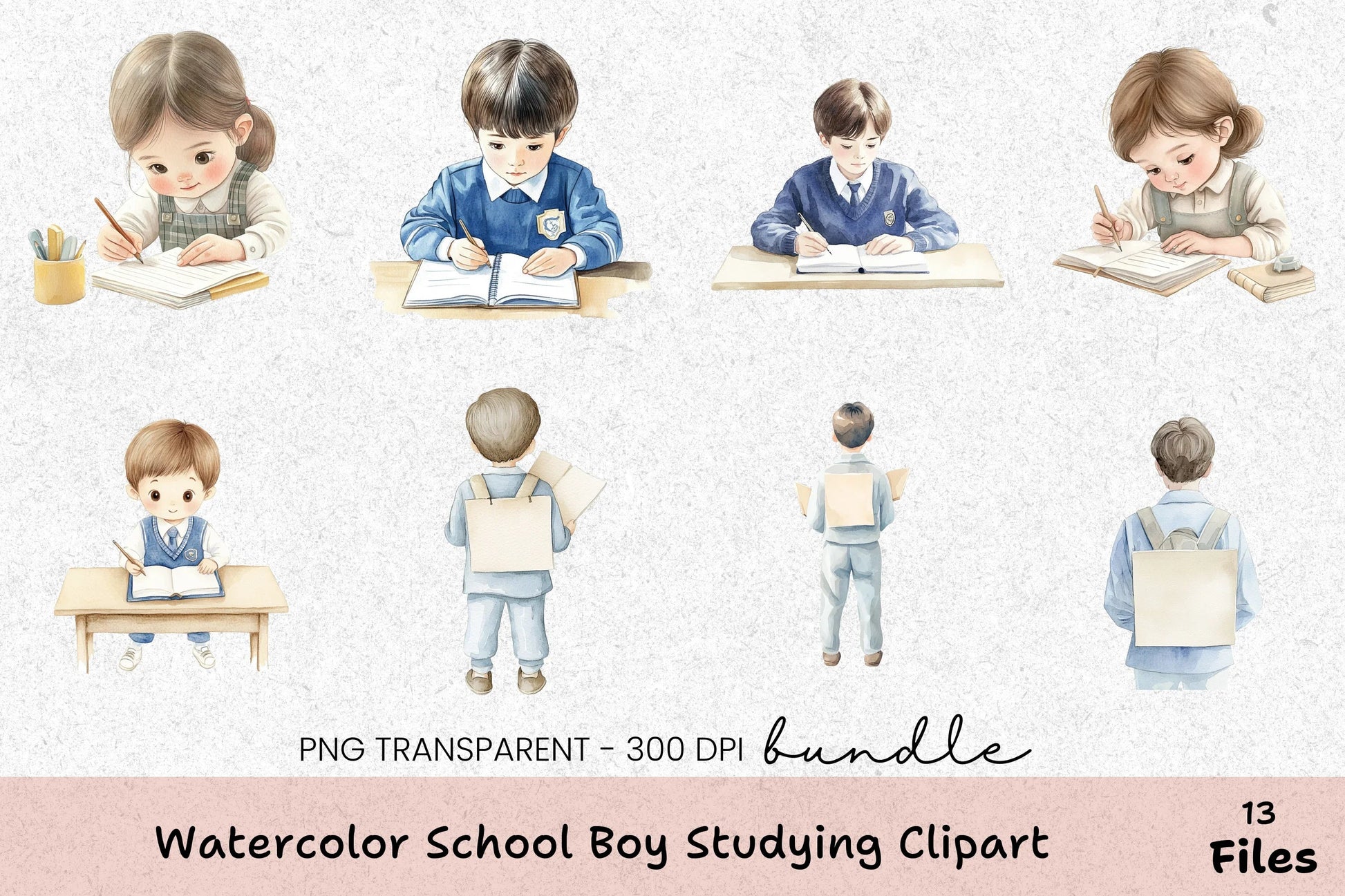School Boy Studying Clipart Bundle - CraftNest - Digital Crafting and Art