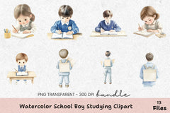 School Boy Studying Clipart Bundle - CraftNest - Digital Crafting and Art