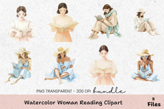 Charming Woman Reading Clipart Bundle - CraftNest - Digital Crafting and Art