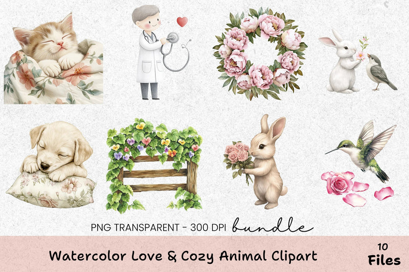 Cozy Love & Cute Animals Clipart Bundle - CraftNest - Digital Crafting and Art