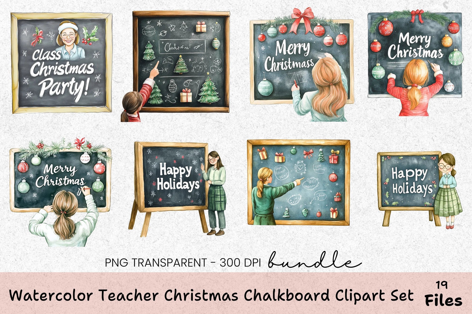 Teacher Christmas Chalkboard Clipart Bundle - CraftNest - Digital Crafting and Art