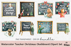 Teacher Christmas Chalkboard Clipart Bundle - CraftNest - Digital Crafting and Art