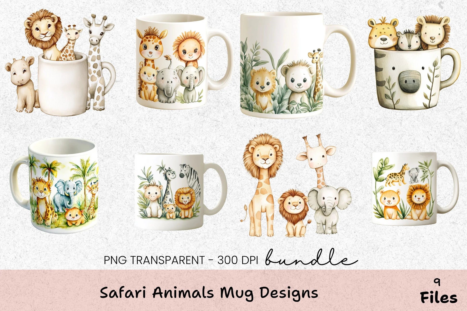 Safari Animals Mug Wrap Design Bundle - CraftNest - Digital Crafting and Art