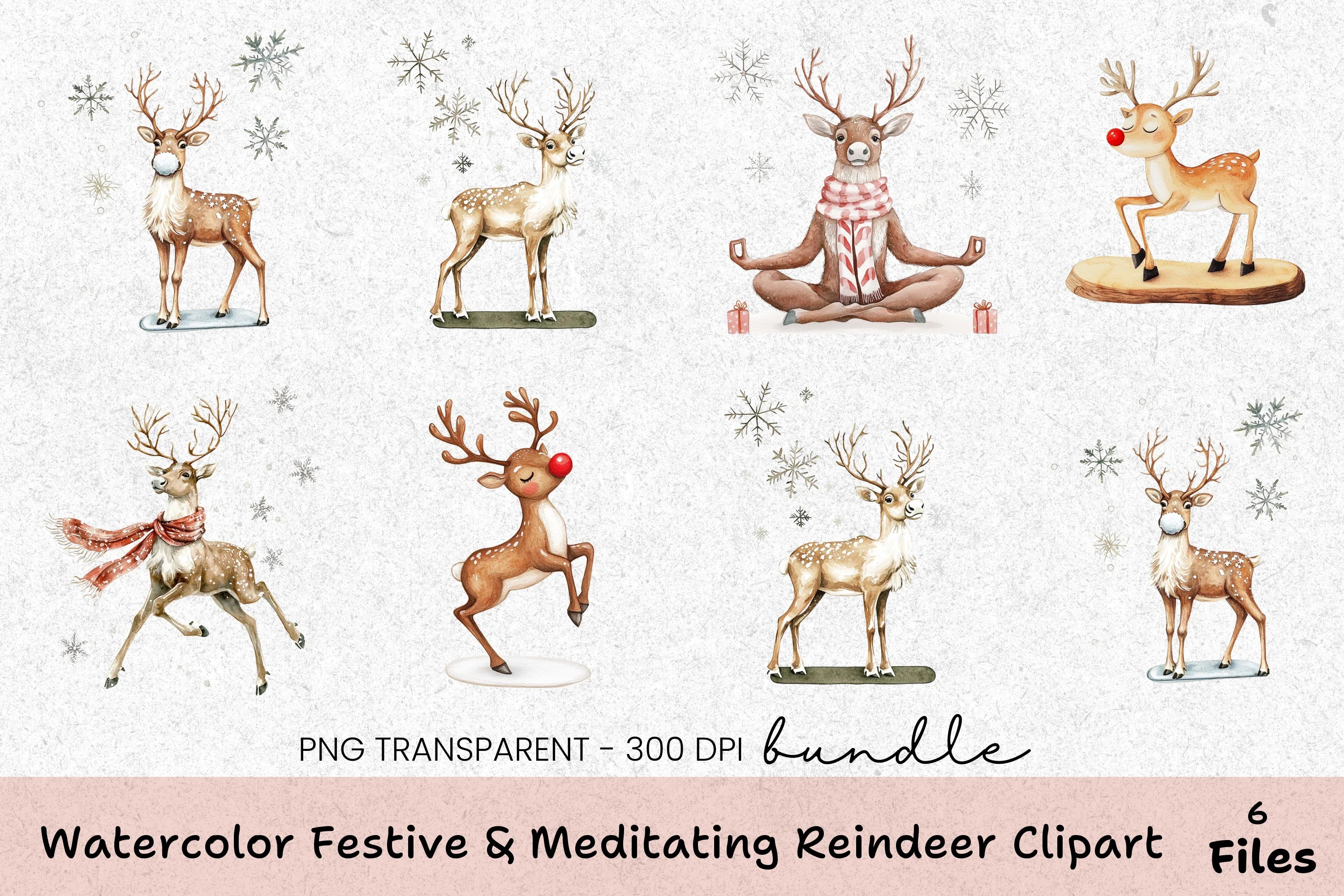 Festive Meditating Reindeer Clipart Bundle - CraftNest - Digital Crafting and Art