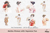 Geisha Woman with Japanese Fan Clipart Bundle