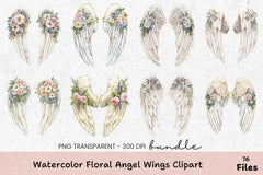 Floral Angel Wings Clipart Bundle - CraftNest - Digital Crafting and Art