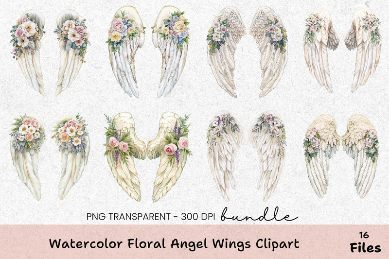 Floral Angel Wings Clipart Bundle - CraftNest - Digital Crafting and Art