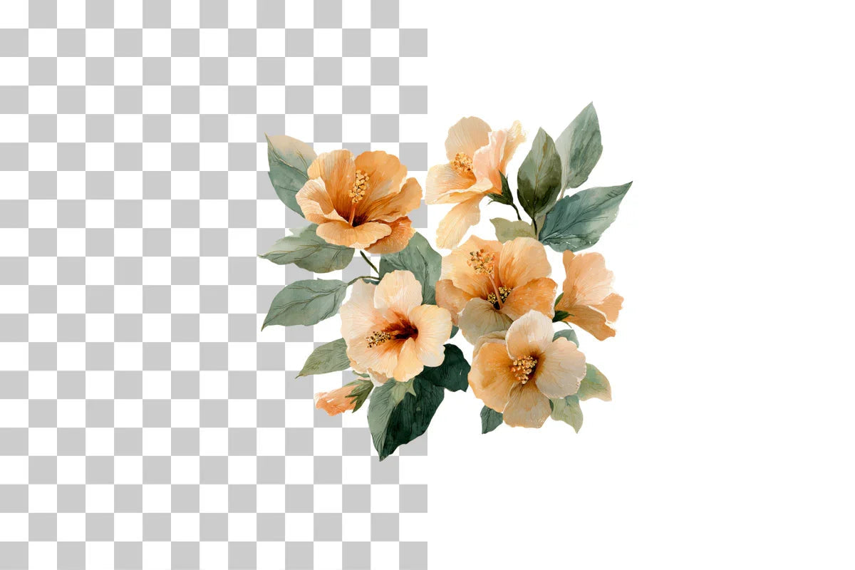 Orange Hibiscus Clipart Bundle - CraftNest - Digital Crafting and Art
