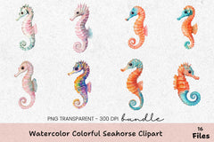 Colorful Seahorse Clipart Bundle - CraftNest - Digital Crafting and Art