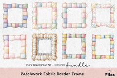 Patchwork Fabric Border Frame Clipart Bundle - CraftNest - Digital Crafting and Art