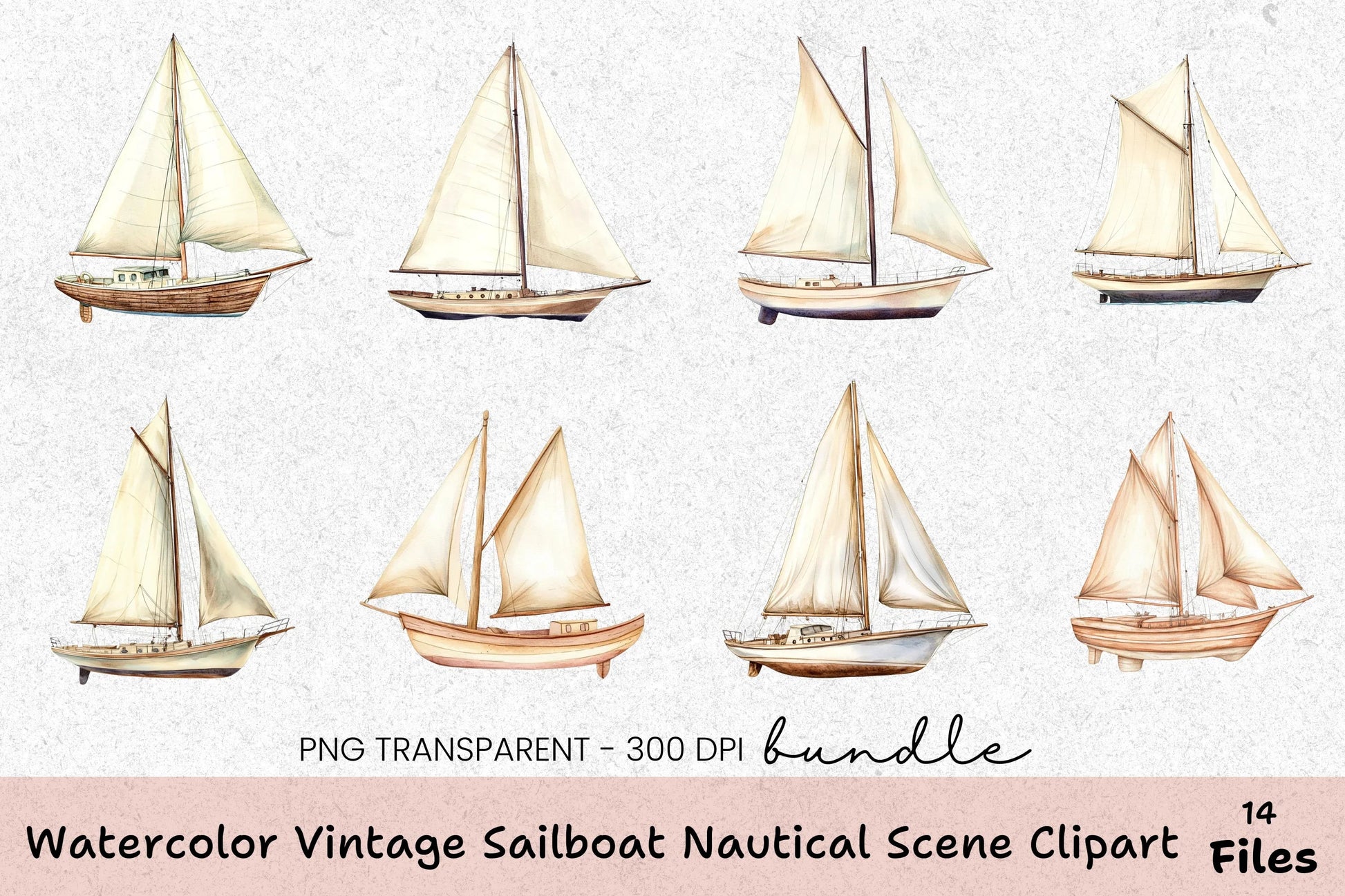 Vintage Sailboat Nautical Scene Clipart Bundle - CraftNest - Digital Crafting and Art