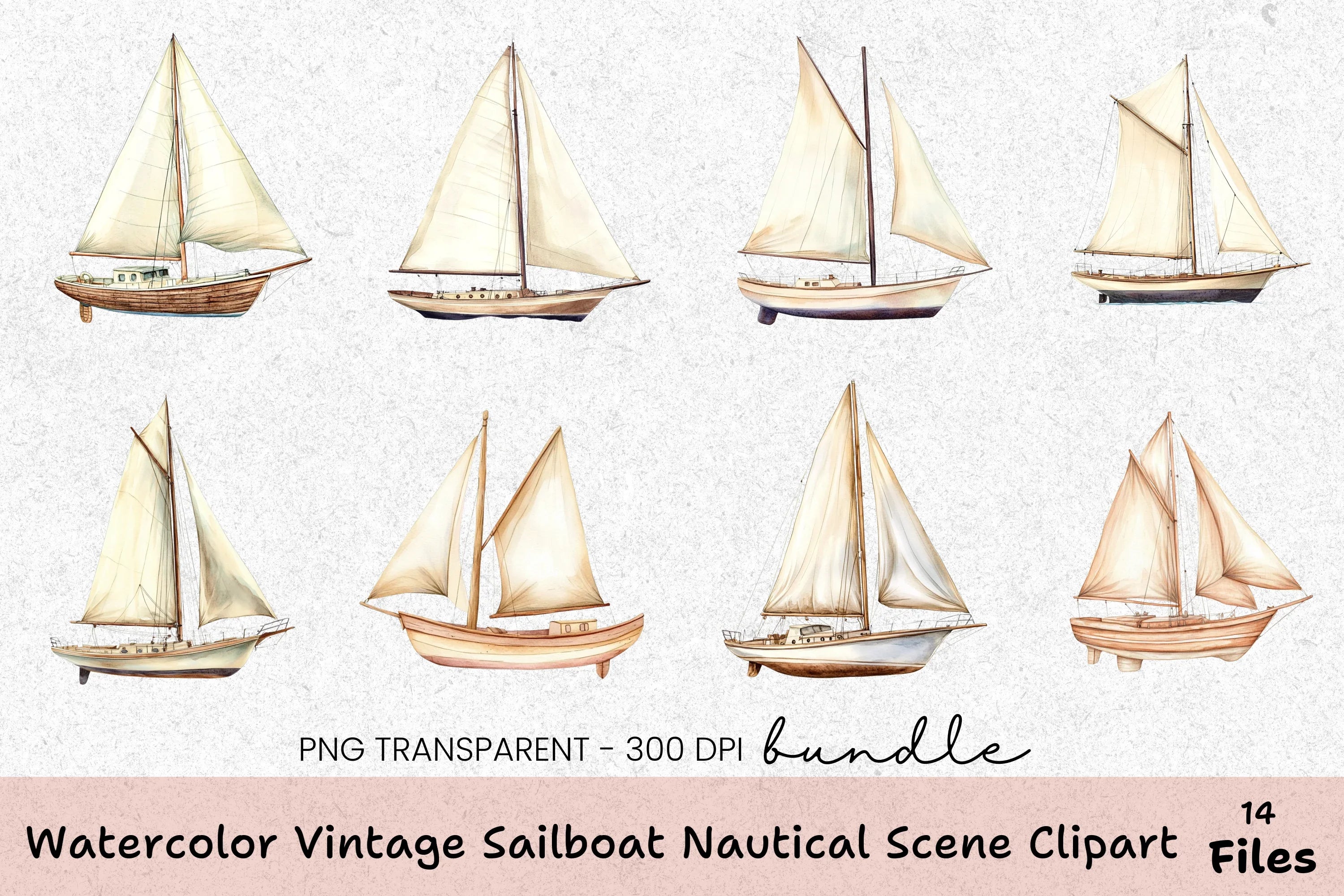 Vintage Sailboat Nautical Scene Clipart Bundle - CraftNest - Digital Crafting and Art