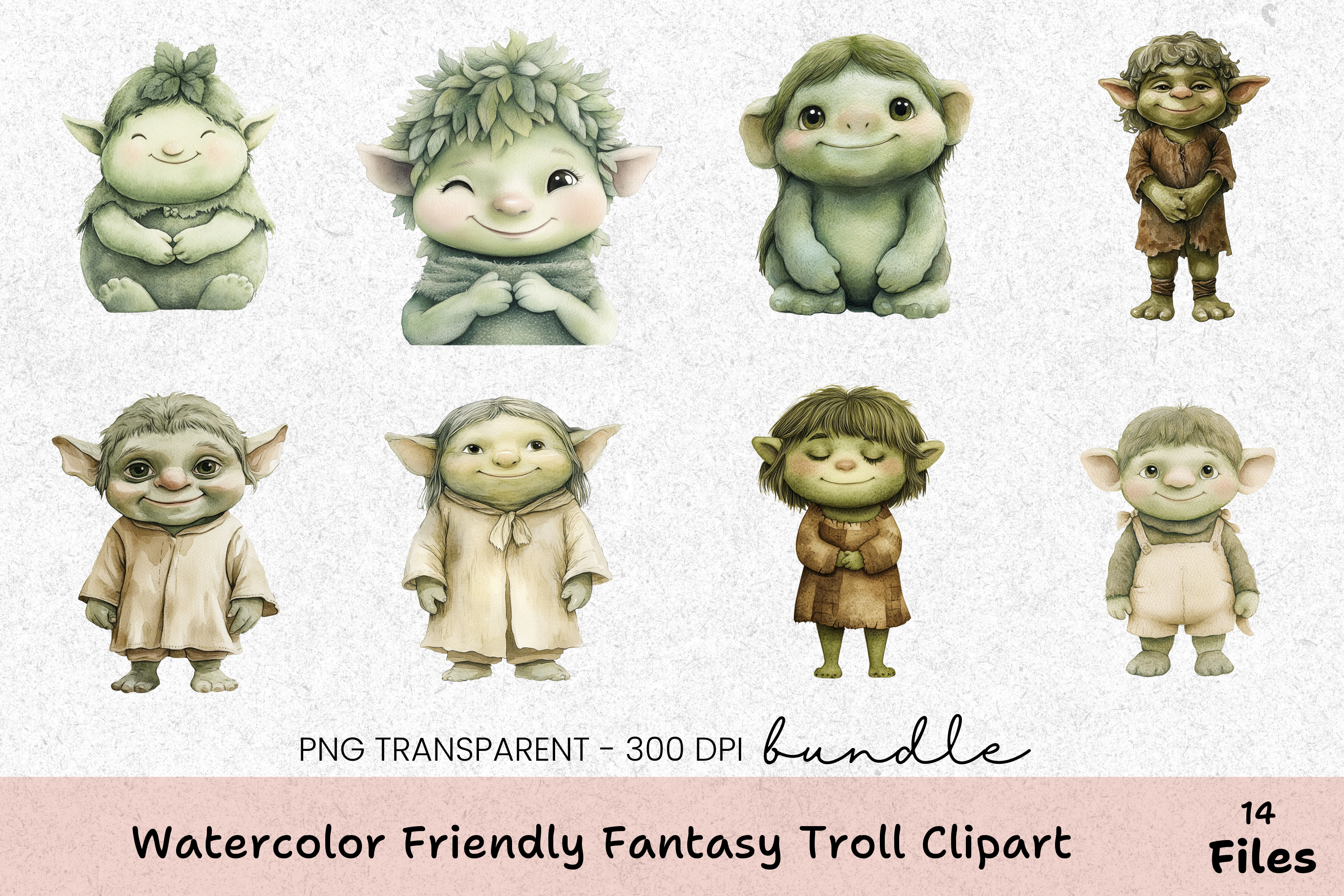 Friendly Fantasy Troll Clipart Bundle