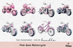 Pink Gem Motorcycle Clipart Bundle - CraftNest - Digital Crafting and Art