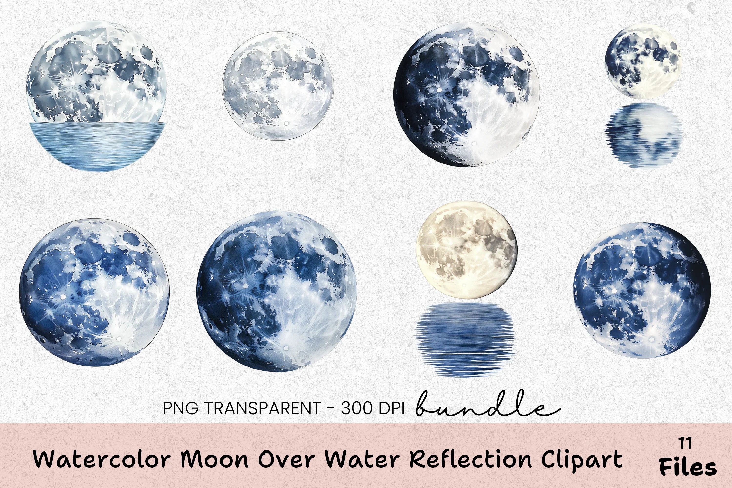 Moon Over Water Reflection Clipart Bundle - CraftNest - Digital Crafting and Art