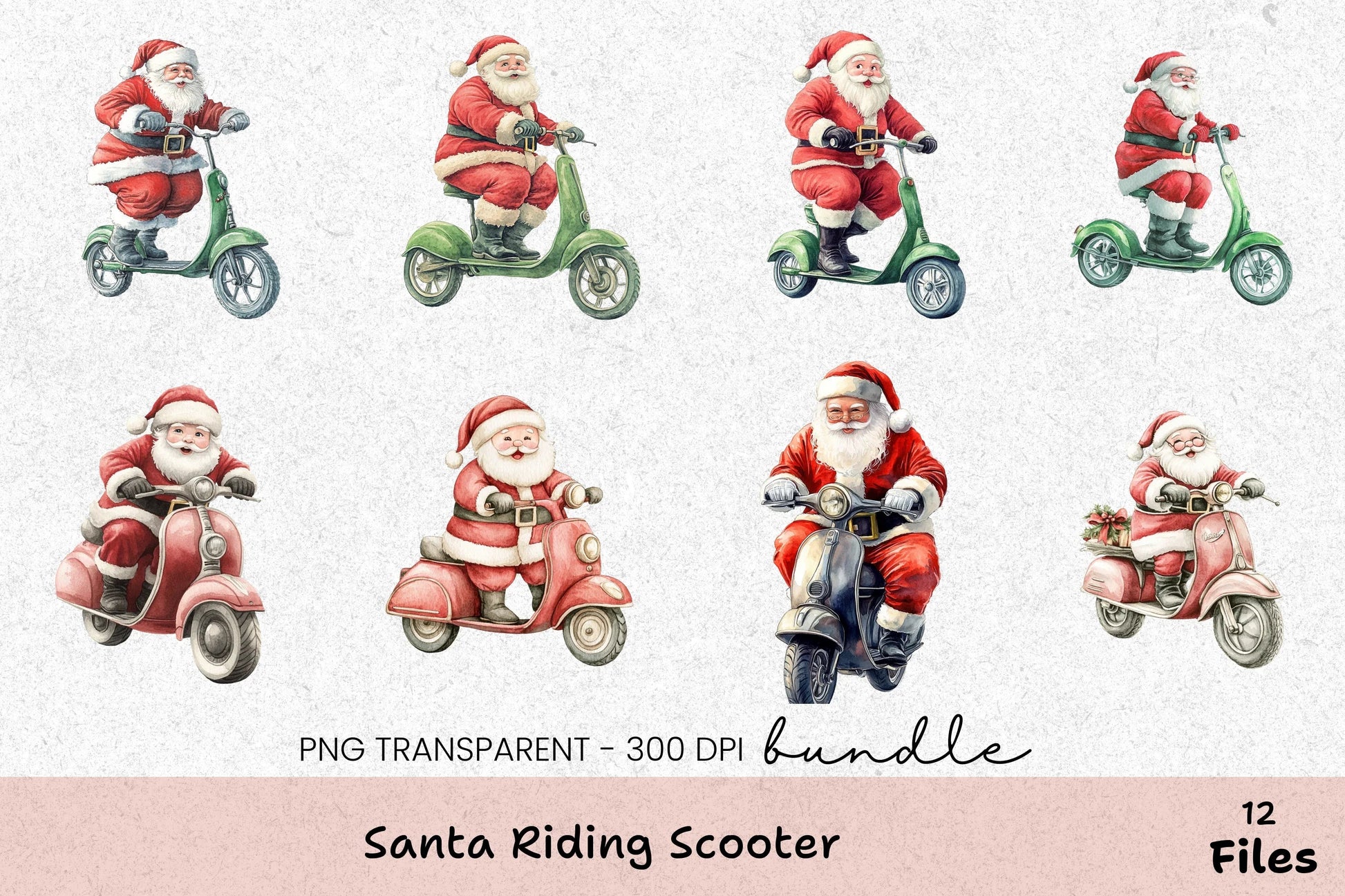 Santa Riding Scooter Clipart Bundle - CraftNest - Digital Crafting and Art