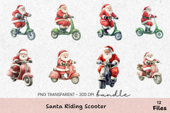 Santa Riding Scooter Clipart Bundle - CraftNest - Digital Crafting and Art