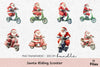 Santa Riding Scooter Clipart Bundle