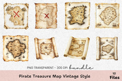 Vintage Pirate Treasure Map Clipart Bundle - CraftNest - Digital Crafting and Art