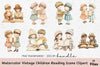 Vintage Children Reading Scene Clipart Bundle