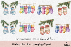 Sock Hanging Clipart Bundle for Crafts and Design - CraftNest - Digital Crafting and Art