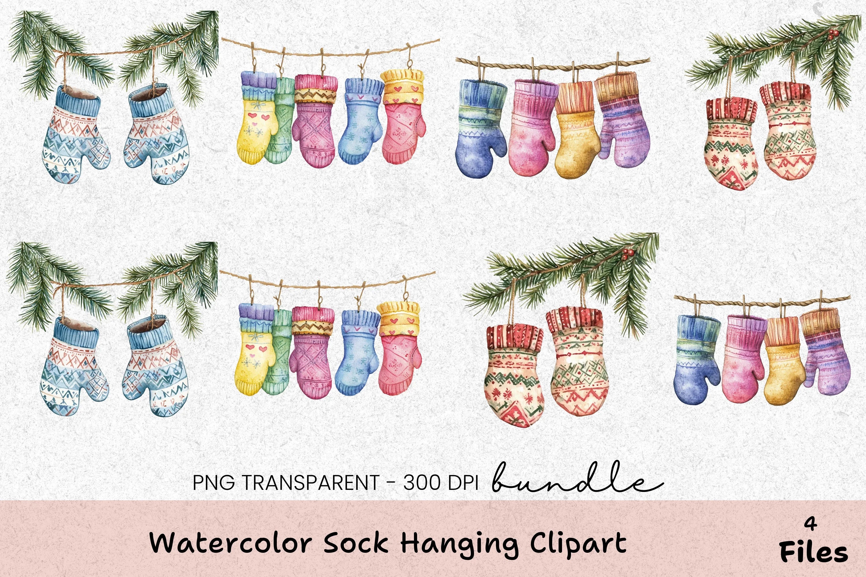 Sock Hanging Clipart Bundle for Crafts and Design - CraftNest - Digital Crafting and Art